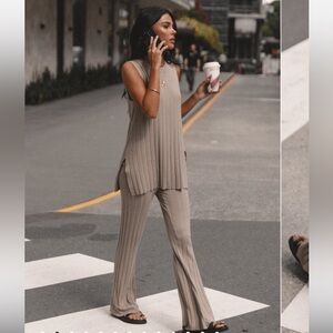 NWT petal + pup beige SILVIE KNITTED matching pants set